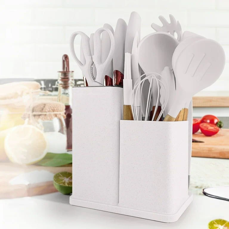 19Pcs Silicone Cooking and Knife Set With Board
