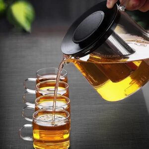 Glass Teapot Stovetop 33.8 OZ, Borosilicate Clear Tea Kettle with Removable Stainless Steel Infuser,Teapot Blooming and Loose Leaf Tea Maker Tea Brewer for Camping, Travel