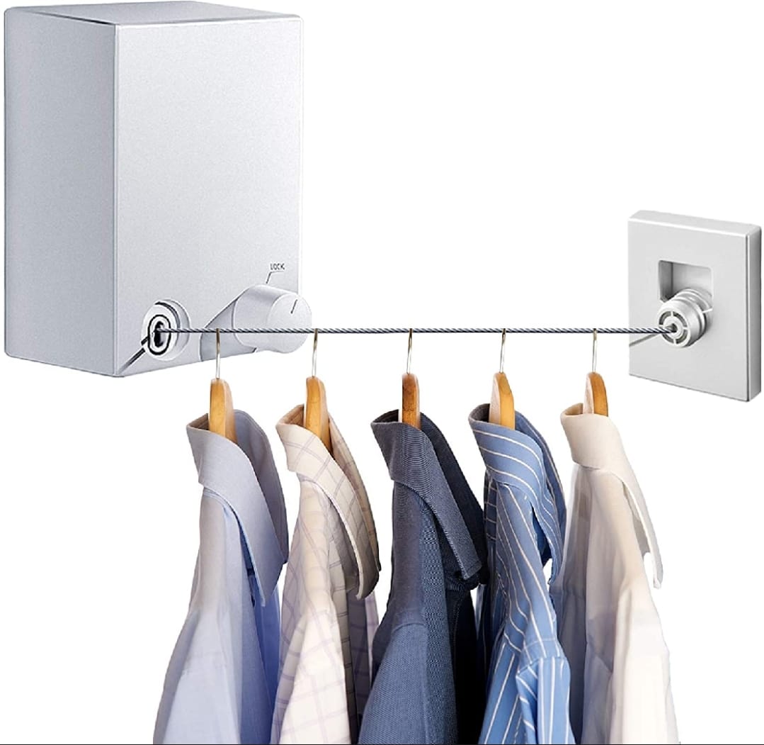 Rope Wall Mounted Drying String Retractable Clothesline Heavy Duty Rope 4.2M