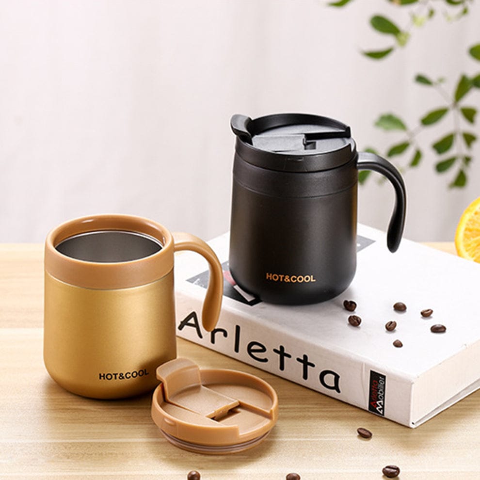Coffee Tea Thermos Tumbler Cup With Handle Travel Coffee Mug 350ml 500ml Stainless Steel Double Wall Vacuum Flask Office