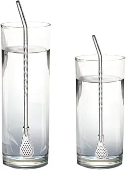 Set of 6pcs Filter Spoon Straw Reusable High Quality Stainless Steel Golden