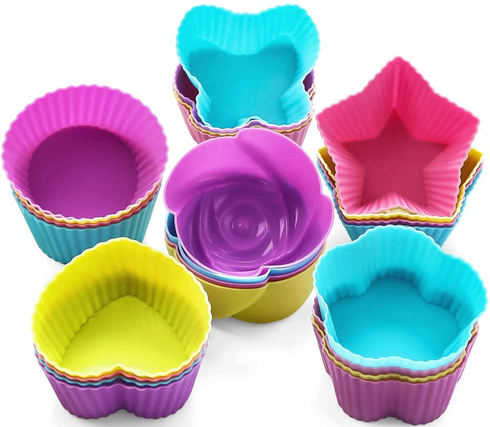 06 Pcs Multicolor Silicone Baking Muffin Cupcake Moulds Reuseable Microwave Oven Safe Non Stick Heat Resiistant Baking Cups