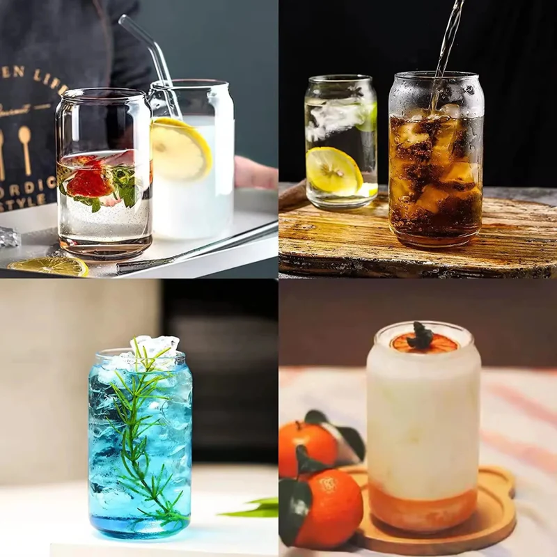 Glass Tumbler with Bamboo Lids and Glass Straw