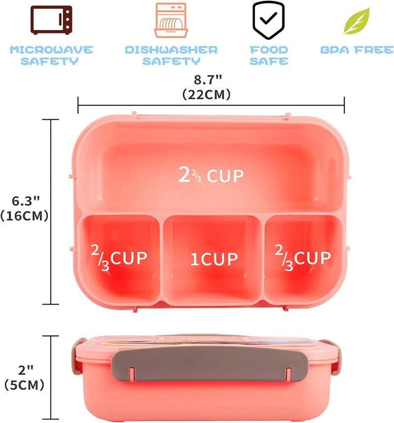 Kids Bento Lunch Box with Fork – Leakproof & Safe
