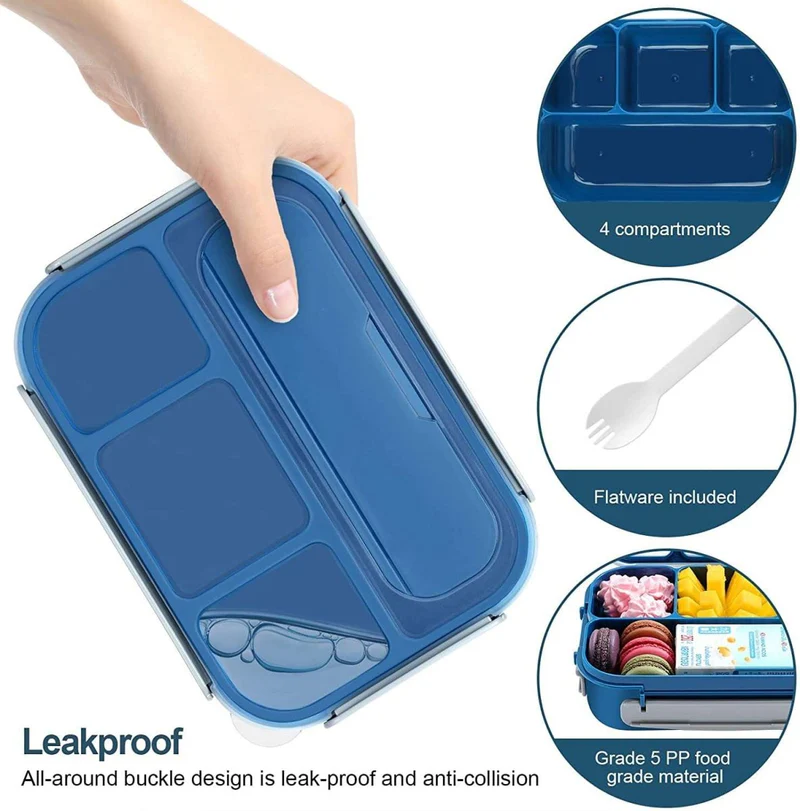 Kids Bento Lunch Box with Fork – Leakproof & Safe