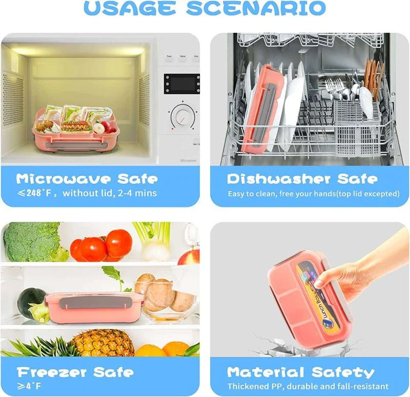 Kids Bento Lunch Box with Fork – Leakproof & Safe