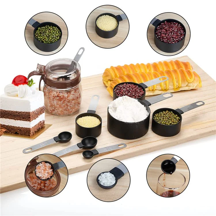 Set of 8 Measuring Spoons & Cups with Stainless Steel Handles